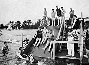 Lido: Bathers in the Danube lido Vienna, 1909