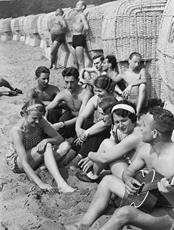 Gruenau: Bathers at Gruenau beach, 1937