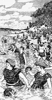 Wilhelminian: bathing, bathers in an open-air bath, circa 1910