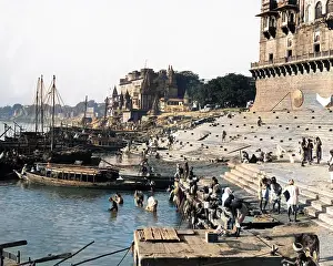 Pradesh: Bathing Ghat, Benares (Varanasi), Uttar Pradesh, India