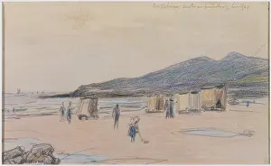 Sisley: Bathing huts on the seashore, by Alfred Sisley