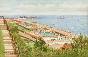 Leas: Bathing Pool from the Leas, Folkestone, Kent