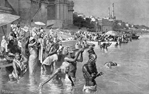 Fakirs: Bathing at the River Ganges, 1912
