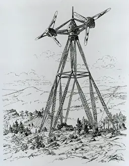Turbines: Battery of wind turbines in an electric power system