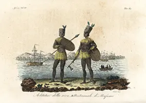 Ferrario: Battle costume of the natives of Dalagoa Bay