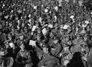 Flanders: Battle of Flanders. Men assembling to go on leave