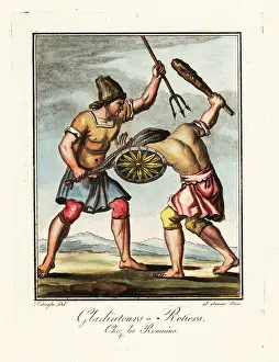 Cudgel: A battle between gladiators, ancient Rome