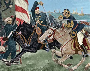 Yang: Battle of Ping-Yang, 1894. Engraving. Colored