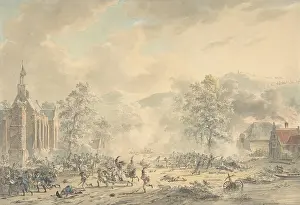 Langendijk: Battle Scene with Church at left, ca. 1790?1800