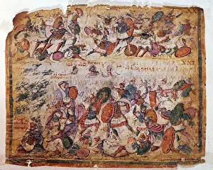 Iliad: Battle scene from a manuscript of Homer Iliad