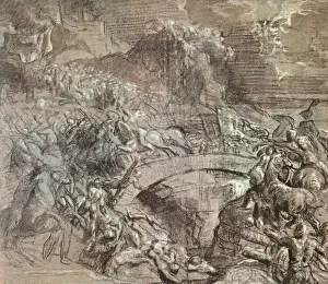 1550s: Battle Scene near a Bridge, by Titian