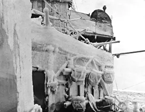 Caked: Battleship covered in ice, WW1