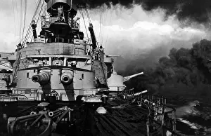 Battleships: The battleship Schleswig-Holstein during a maneuver