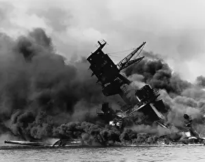 Lcgr1309: The battleship USS ARIZONA sinking after being