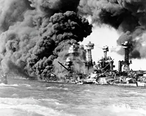 Dreadnought: The battleship USS West Virginia afire after a