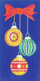 Baubles: Baubles and Red Bow ? Christmas gift tag