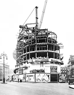 Hoardings: BBC Broadcasting House under construction, London