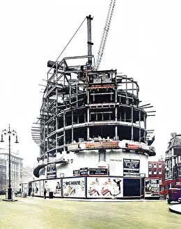 Hoardings: BBC Broadcasting House under construction, London