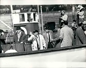 Mortlake: BBC launch which followed annual boat race, River Thames