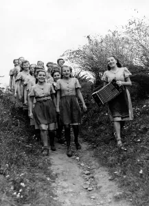 Accompanies: BDM girls on a hike, 1941