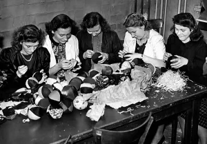 Stuffed: BDM members making toys, 1942