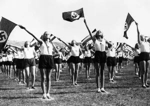 Rehearsing: BDM members at a rehearsal for the Day of German Customs and