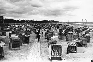 Usedom: Beach chairs at Ahlbeck on Usedom, 1929