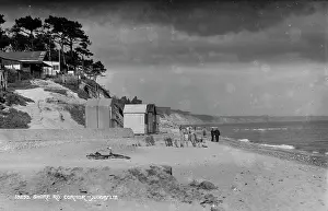 Southbourne: Beach Scene with Beach Huts