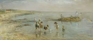 Swiming: Beach Scene ' children playing with boats etc
