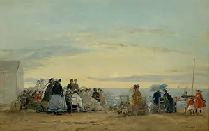 Boudin: On the Beach, Sunset, by Eugene Boudin, 1865, French
