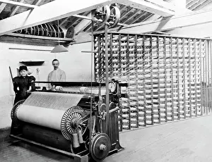 Beaming: Beaming machine in a woollen mill in Bradford