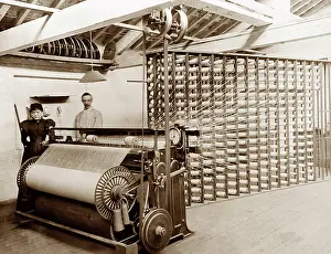 Beaming: Beaming machine in a woollen mill in Bradford