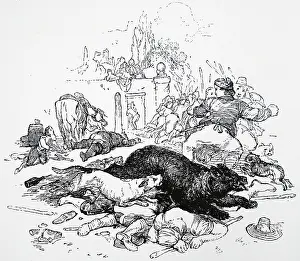 1844: Bear baiting. The bear escaping. 1844