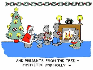Willing: Bear Father Christmas handing out presents