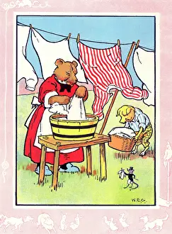 Prop: Bear and pig doing the washing