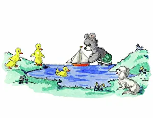 Willing: Bear sailing a toy boat