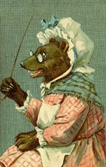 Anthropomorhic: Bear with stick by g h Thompson