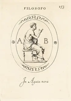 Disputing: Bearded male philosopher gesturing while disputing