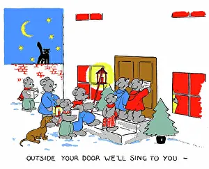Willing: Bears carol singing outside front door