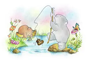 Pedley: Two Bears fishing on a river