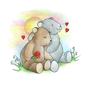 Pedley: Two bears sitting together among bluebells
