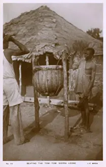 Drummers: Beating the tom-tom, Sierra Leone, West Africa