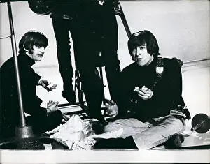 Pops: The Beatles eating during a break from TV recording
