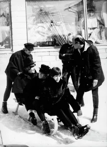Sleds: The Beatles try out sledge in Obertauern, Austria
