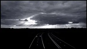 Carriageway: Beautiful sky over a dual carriageway, Hertfordshire, Englan