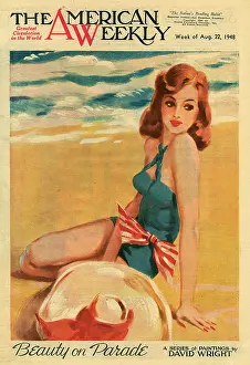 Redhaired: Beauty on Parade - a beach belle by David Wright
