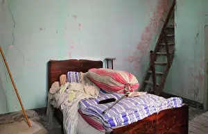Abandonment: Bed, Derelict building, Old Town, Tortosa, Tarragona, Spain