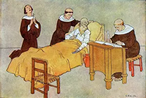 Scribe: Bede finishing his translation of the bible