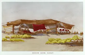 Kuwaiti: Bedouin scene with tent - Kuwait