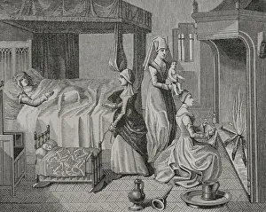 Lacroix: The bedroom of a parturient. Facsimile of an engraving